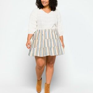 Heatherly Brisha A-Line Striped Tiered Skirt